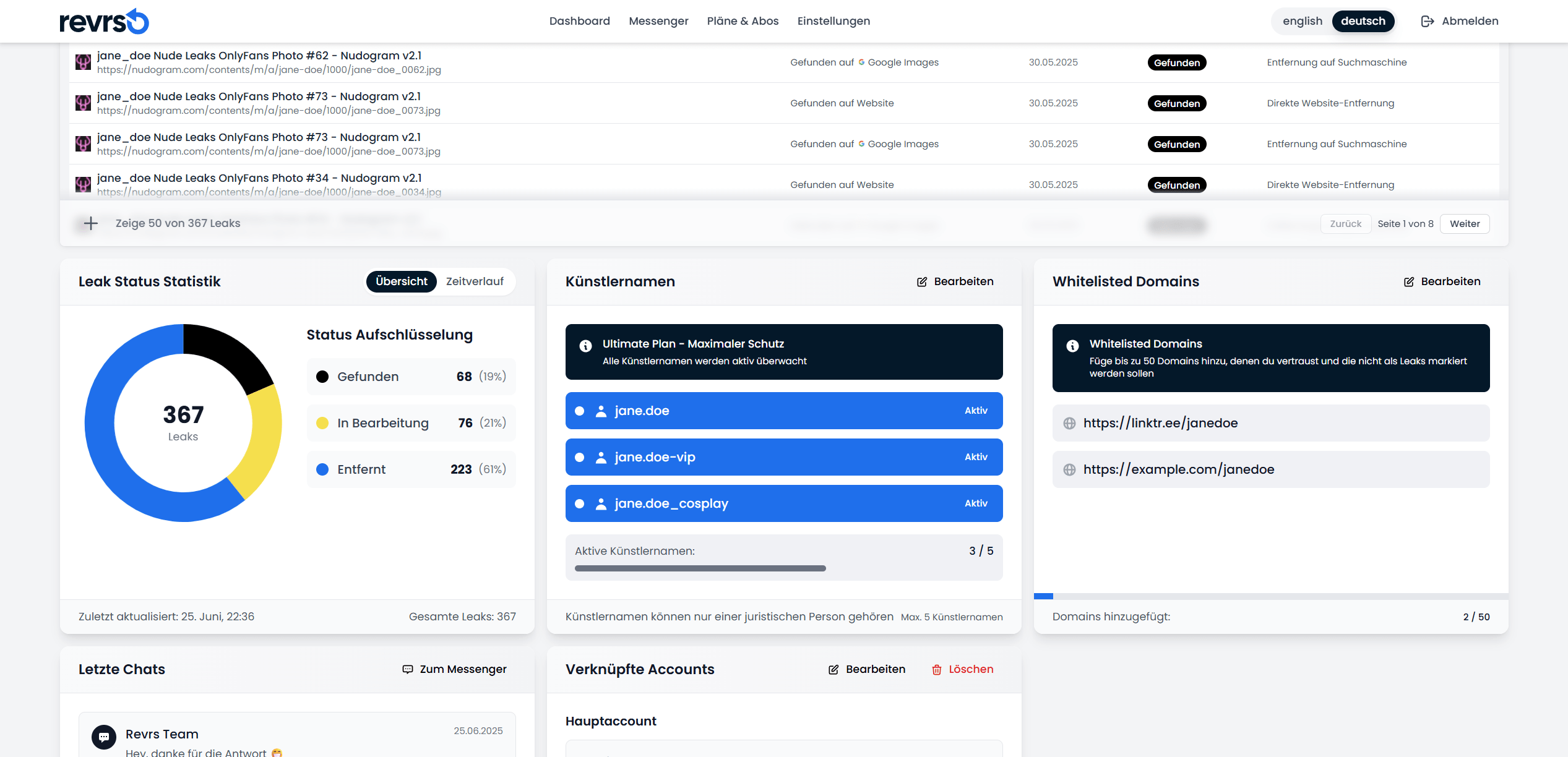 Image of the Revrs application dashboard